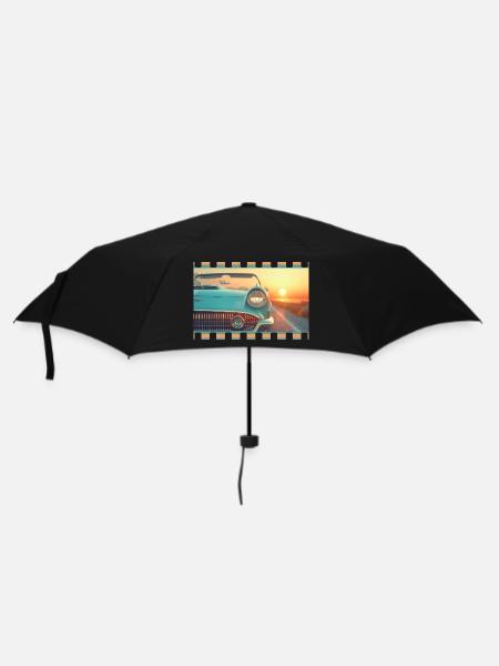 Retro convertible in cinematic sunset - Umbrella (small) - black