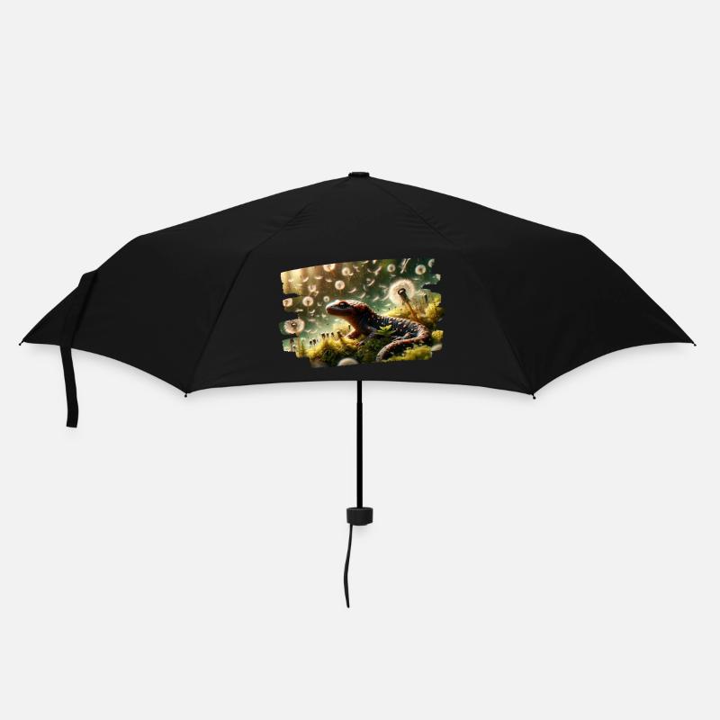 Salamandre parmi les graines de pissenlit flottantes - Parapluie standard - noir