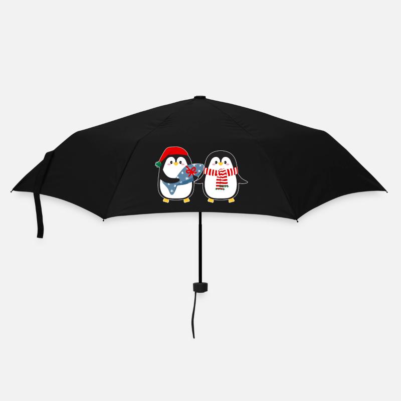 Cute penguins with gift - Umbrella (small) - black