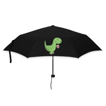 Dino mit Ei - Regenschirm (klein) - Schwarz - Vorne