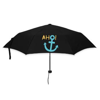 Ahoi Anker Meer Sommer Sonne Hafen See - Regenschirm (klein) - Schwarz - Vorne