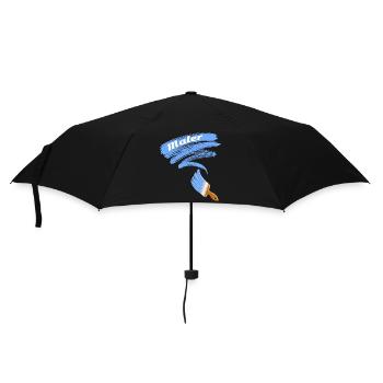 Maler Motiv Pinsel - Regenschirm (klein) - Schwarz - Vorne