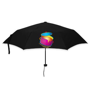 knallig bunter Kochtopf mit Deckel - Regenschirm (klein) - Schwarz - Vorne