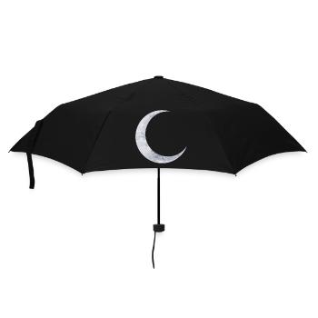 zart schimmernder Silberfarbener Mond - Regenschirm (klein) - Schwarz - Vorne