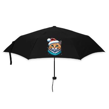Xmas kitten digital illustration, a great Advent - Umbrella (small) - black - Front