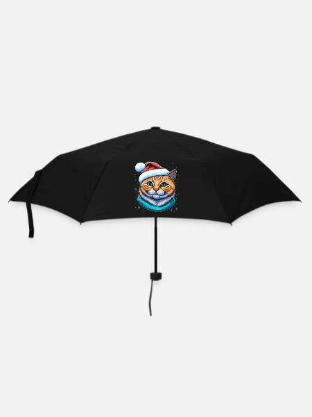 L’illustration numérique de chaton de Noël, un grand Avent - Parapluie standard - noir