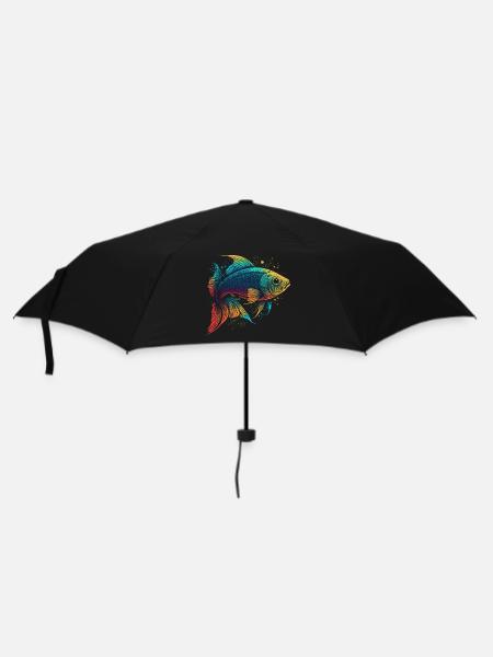 Bunte Fische - Regenschirm (klein) - Schwarz