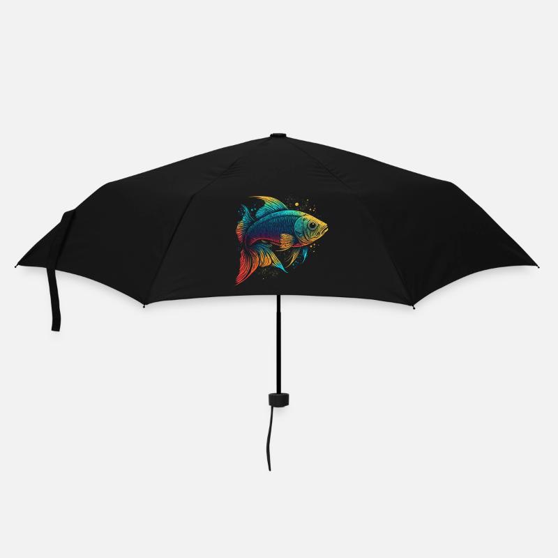 Bunte Fische - Regenschirm (klein) - Schwarz