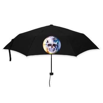 extravaganter Totenkopf in bunt schimmernder Farbe - Regenschirm (klein) - Schwarz - Vorne