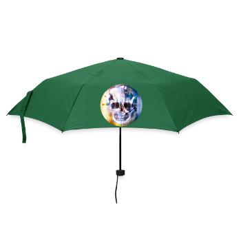extravaganter Totenkopf in bunt schimmernder Farbe - Regenschirm (klein) - Flaschengrün - Vorne