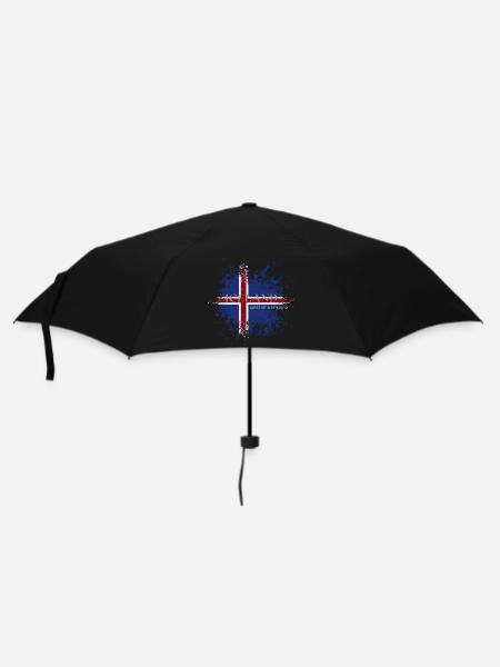 Drapeau de l’Islande grunge, fierté islandaise - Parapluie standard - noir