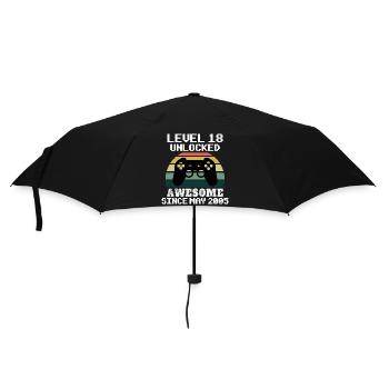 Level 18 Unlocked! Awesome since May 2005, 18 years old - Umbrella (small) - black - Front