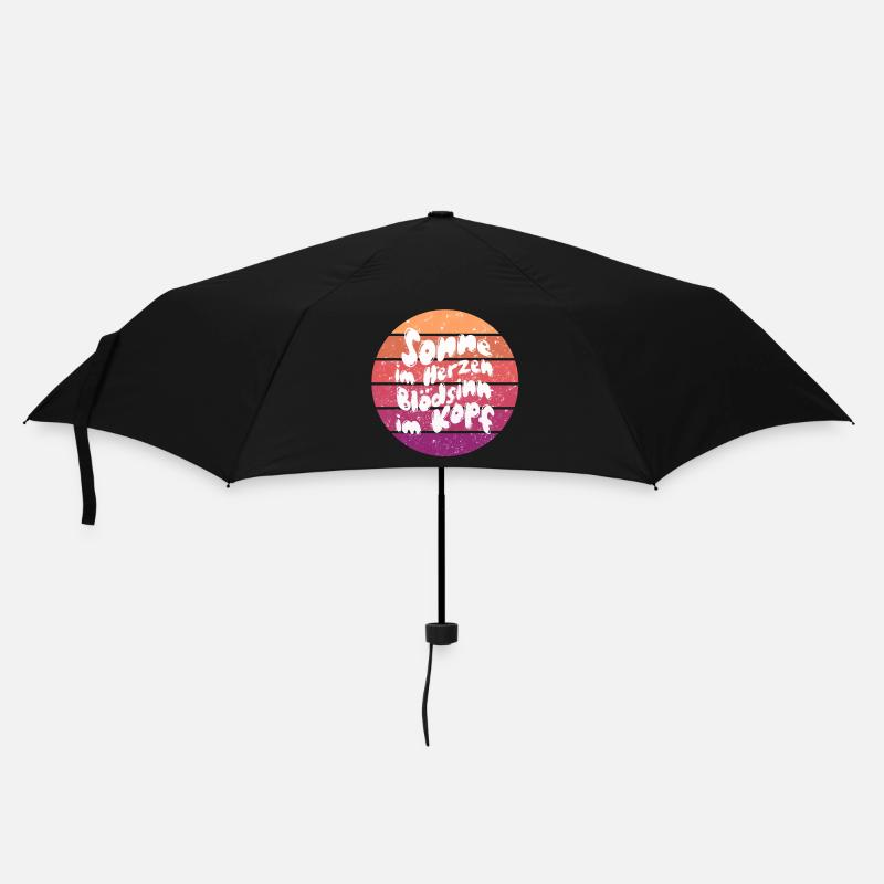 Sonne im Herzen Retro Kreis - Regenschirm (klein) - Schwarz