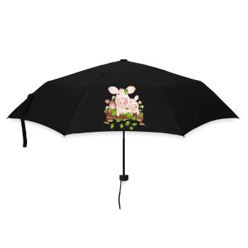 three lucky pigs with four-leaf clovers - Umbrella (small) - black - Front