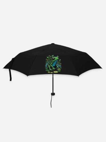 Grüner Frosch - Regenschirm (klein) - Schwarz