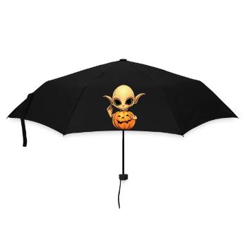 Orange Alien Pumpkin: Halloween from Space - Umbrella (small) - black - Front