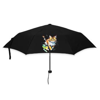 Wasserfarben Katze im Spritz-Look - Regenschirm (klein) - Schwarz - Vorne