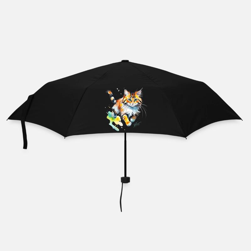 Wasserfarben Katze im Spritz-Look - Regenschirm (klein) - Schwarz