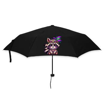 Mardi Gras Bär Waschbär Handbär Süß Comic - Regenschirm (klein) - Schwarz - Vorne