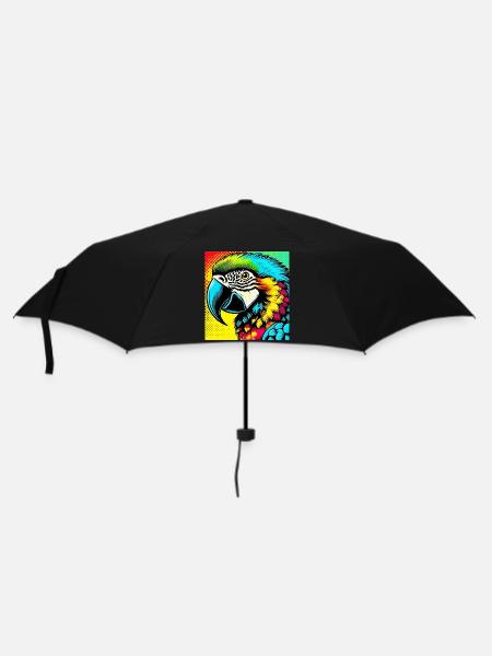 Papagei Pop Art - Regenschirm (klein) - Schwarz