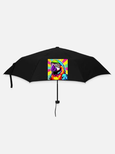 Papagei Pop Art - Regenschirm (klein) - Schwarz