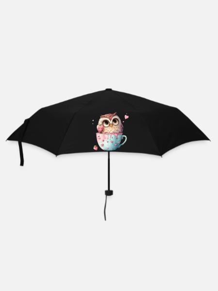 Eule Eulen - Regenschirm (klein) - Schwarz