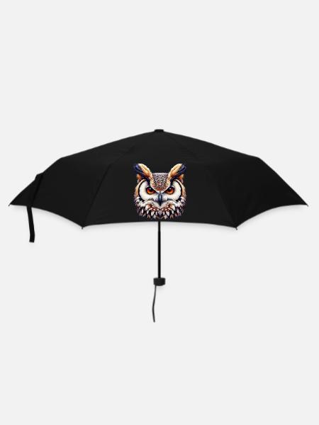 Eule - Regenschirm (klein) - Schwarz