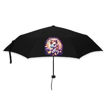 Einhorn mit bunten Herzen - Sweet Unicorn - Regenschirm (klein) - Schwarz - Vorne