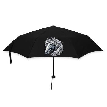Pferd - Regenschirm (klein) - Schwarz - Vorne