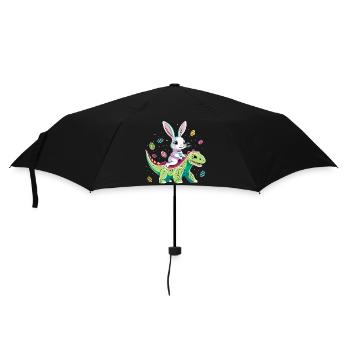 Easter Bunny Rides Dinosaur - Umbrella (small) - black - Front