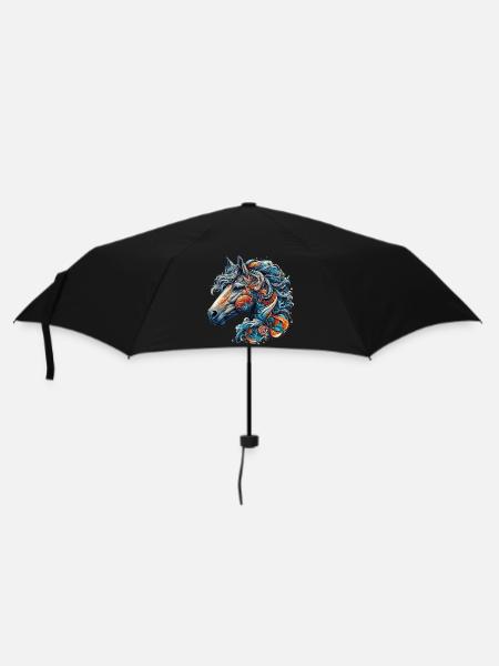 Pferd - Regenschirm (klein) - Schwarz