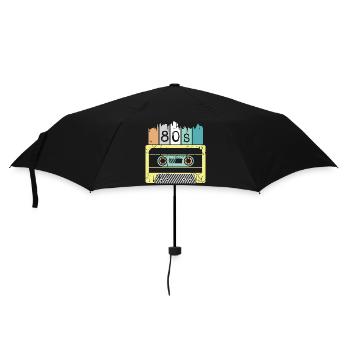 80s Kassette retro vintage Musik Symbol Grafik - Regenschirm (klein) - Schwarz - Vorne