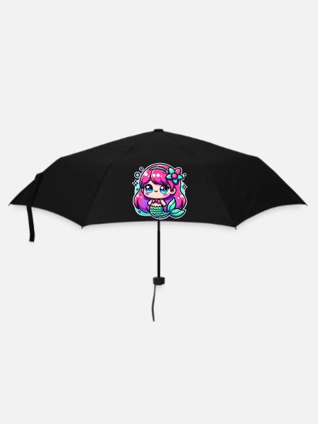 Meerjungfrau - Regenschirm (klein) - Schwarz