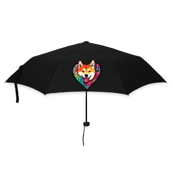 Akita Inu Hund Herz Liebe - Regenschirm (klein) - Schwarz - Vorne
