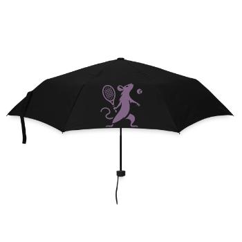 Minimalistische Maus Ratte Tennisspieler - Regenschirm (klein) - Schwarz - Vorne