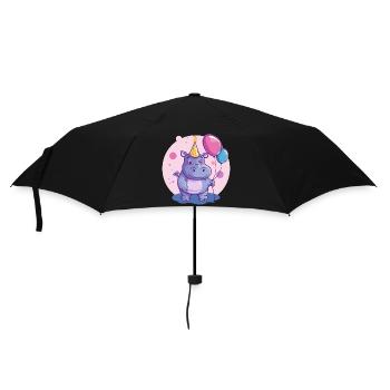 Nilpferd Geburtstag Comic - Regenschirm (klein) - Schwarz - Vorne