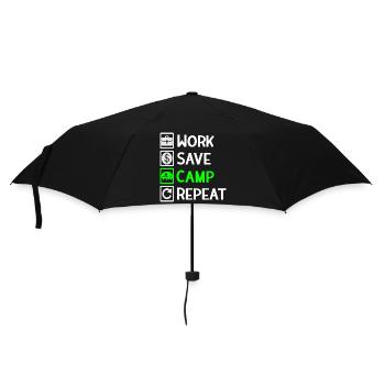 Work, Save, Camp, Repeat - Camping Spruch - Umbrella (small) - black - Front