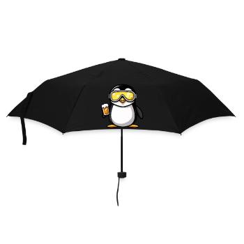 Pinguin Ski Bier - Regenschirm (klein) - Schwarz - Vorne