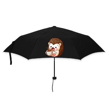 Igel Koffein Comic lustiger schockierter Igel - Regenschirm (klein) - Schwarz - Vorne