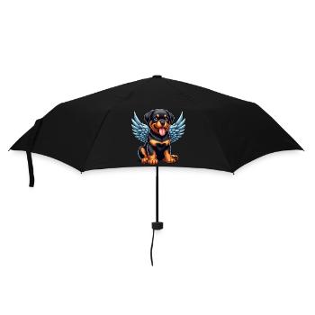 Süßer Rottweiler Engel Chibi Cartoon - Regenschirm (klein) - Schwarz - Vorne