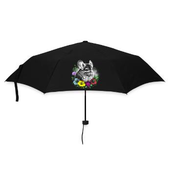 Cute chinchilla with colorful flowers - Umbrella (small) - black - Front