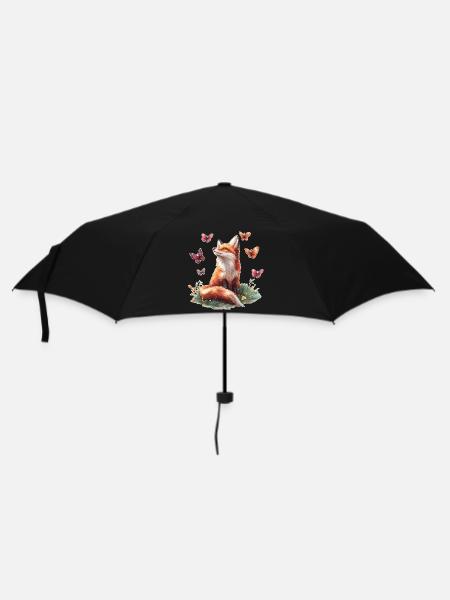 Fuchs mit Schmetterlingen - Regenschirm (klein) - Schwarz