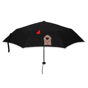 Cute Otter with Heart Balloon - Baby Clothes - Umbrella (small) - black - Front