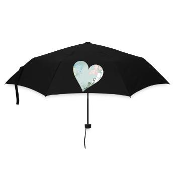 Pastel heart with floral pattern - Umbrella (small) - black - Front