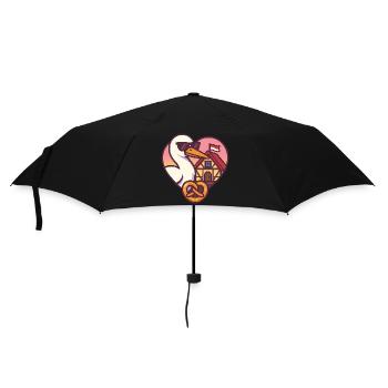 Alsace Cœur Cigogne & Bretzel – Fierté Alsacienne  - Parapluie standard - noir - Devant