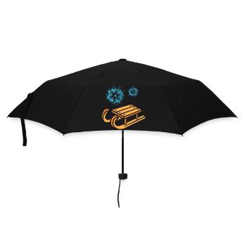 Schlitten mit Schneeflocken Cartoon - Regenschirm (klein) - Schwarz - Vorne
