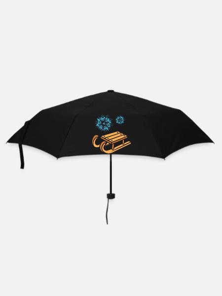 Schlitten mit Schneeflocken Cartoon - Regenschirm (klein) - Schwarz