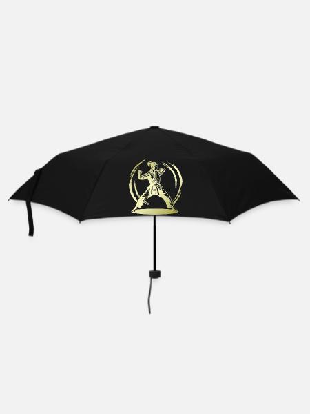 Karate Silhouette Fighter - Regenschirm (klein) - Schwarz
