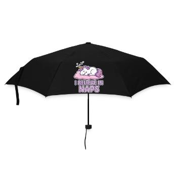 Schlafendes Einhorn auf Wolke – Naps - Regenschirm (klein) - Schwarz - Vorne