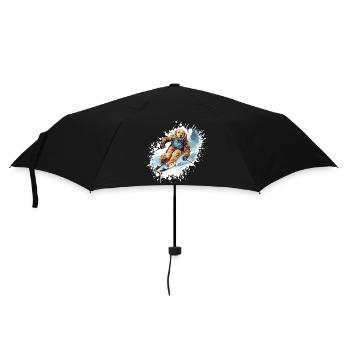 Golden Retriever Dog Ski Skiing - Umbrella (small) - black - Front